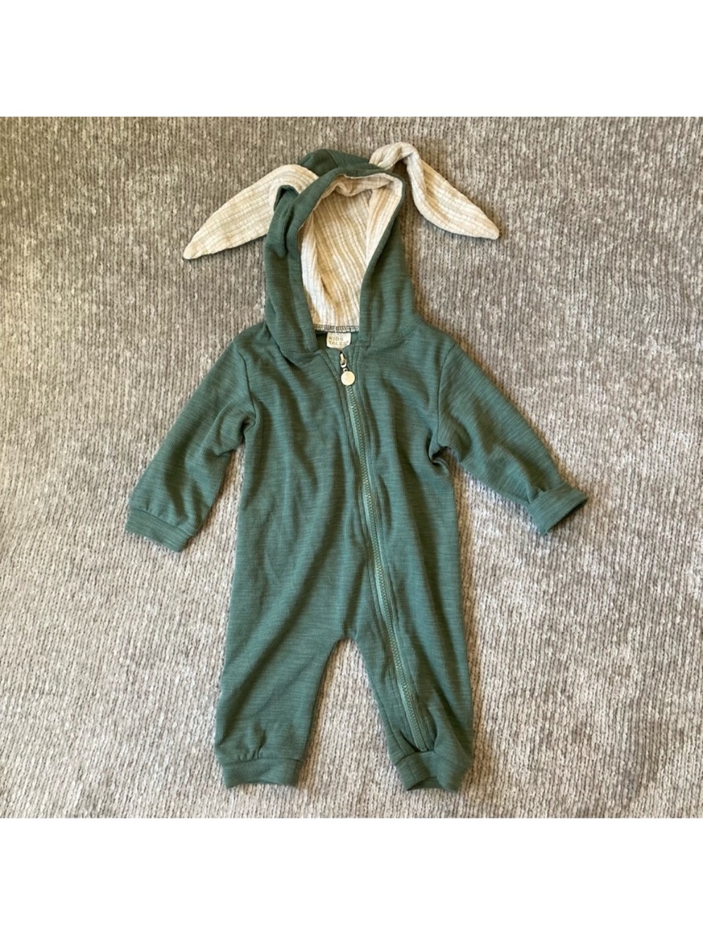 Green Bunny-Ear Hooded One-Piece for Kids
